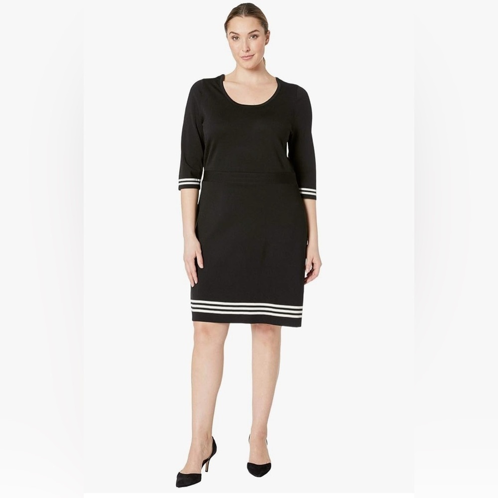 Anne Klein Black Dress with White Stripes